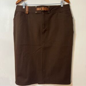 Lauren Ralph Business Casual Below Knee Classic Skirt Brown Size 12